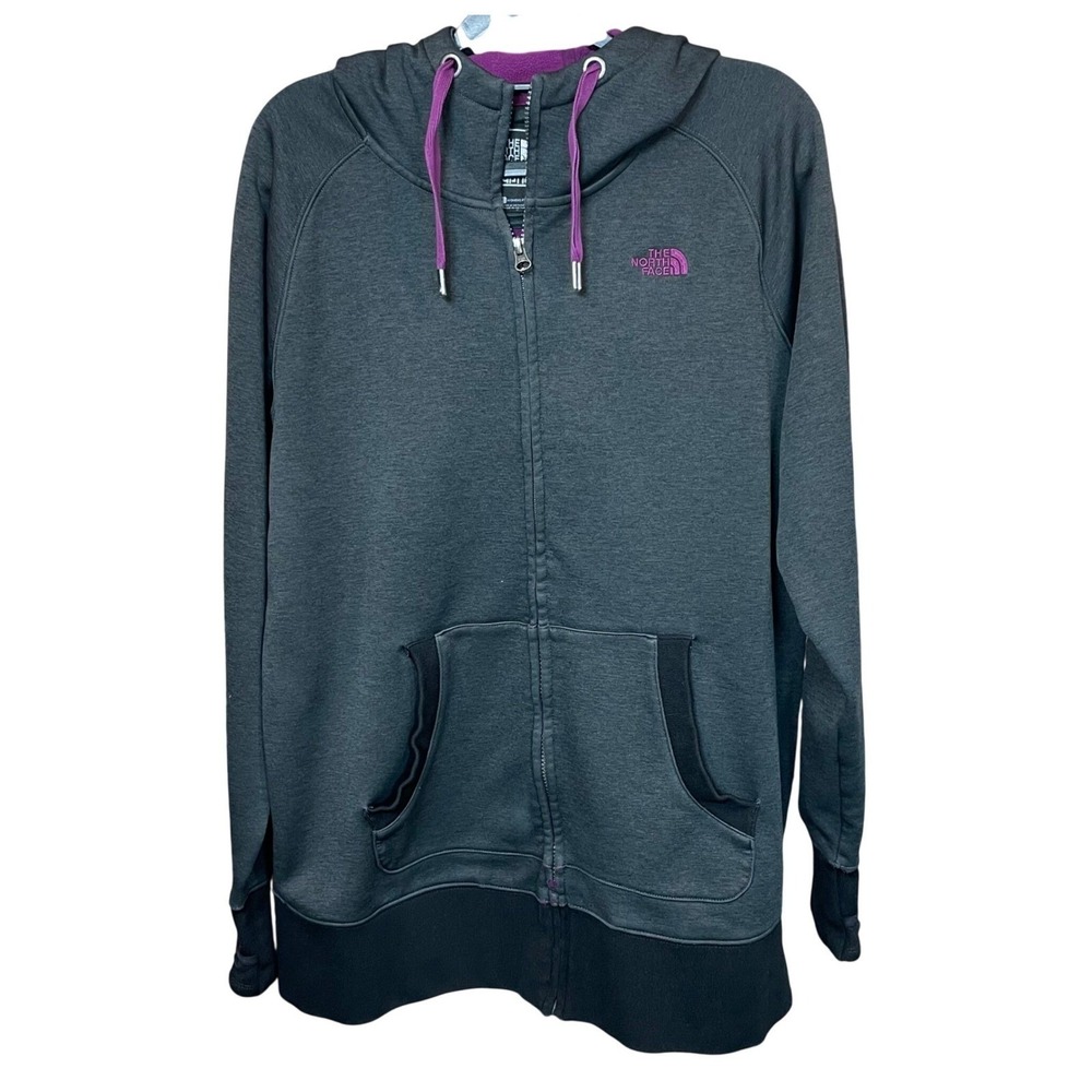 The North Face Gray Zip Up Cryptic FlashDry Hoodie Womens Large